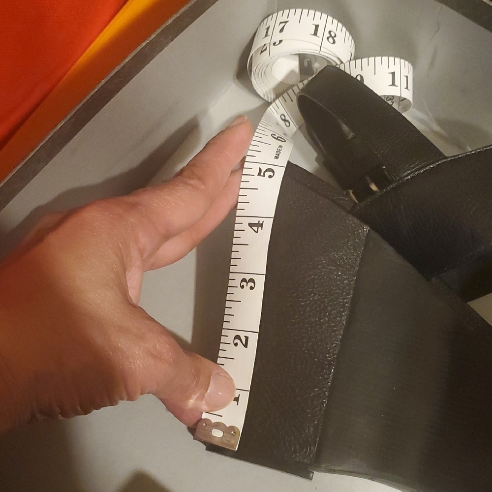 Via Spiga Black Wedge Sandals Strap Leather - Picture 4 of 11